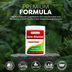 Jar shows measured servings for Best Naturals Beta Alanine powder.