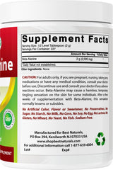 Unflavored Beta Alanine powder appearance ready to mix with beverages.