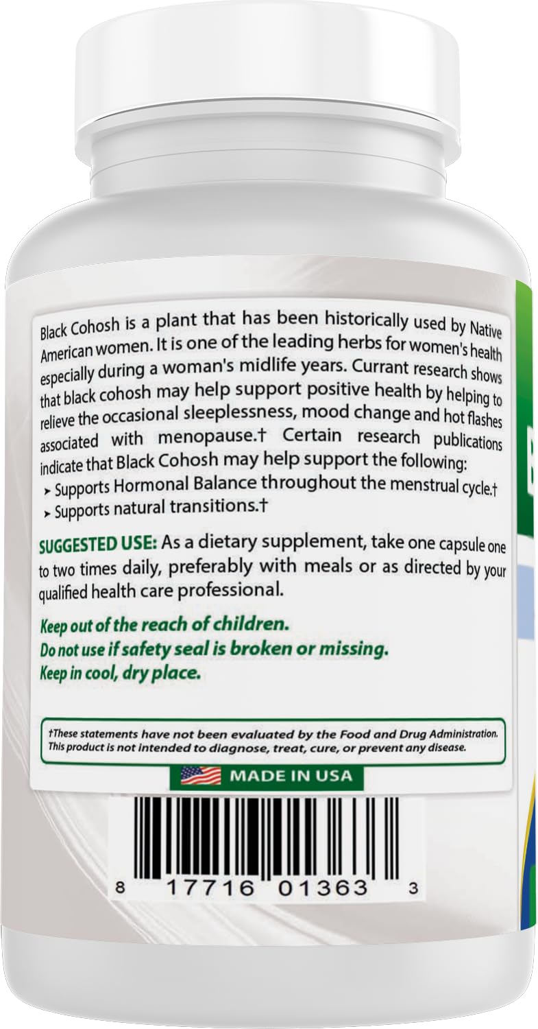 Best Naturals Black Cohosh third-party lab tested seal on label for quality assurance.