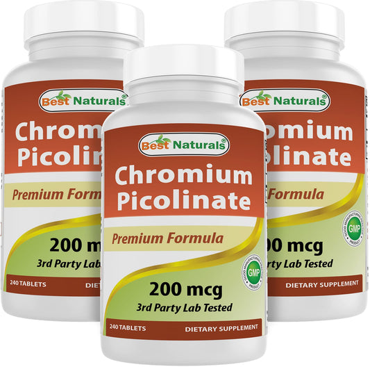 Best Naturals Chromium Picolinate bottle front view for daily supplement routine.