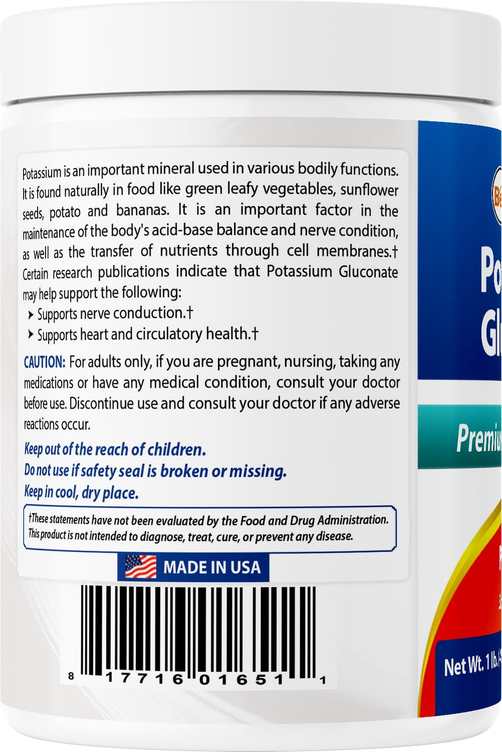Two-pack of Best Naturals potassium gluconate powder for value and supply