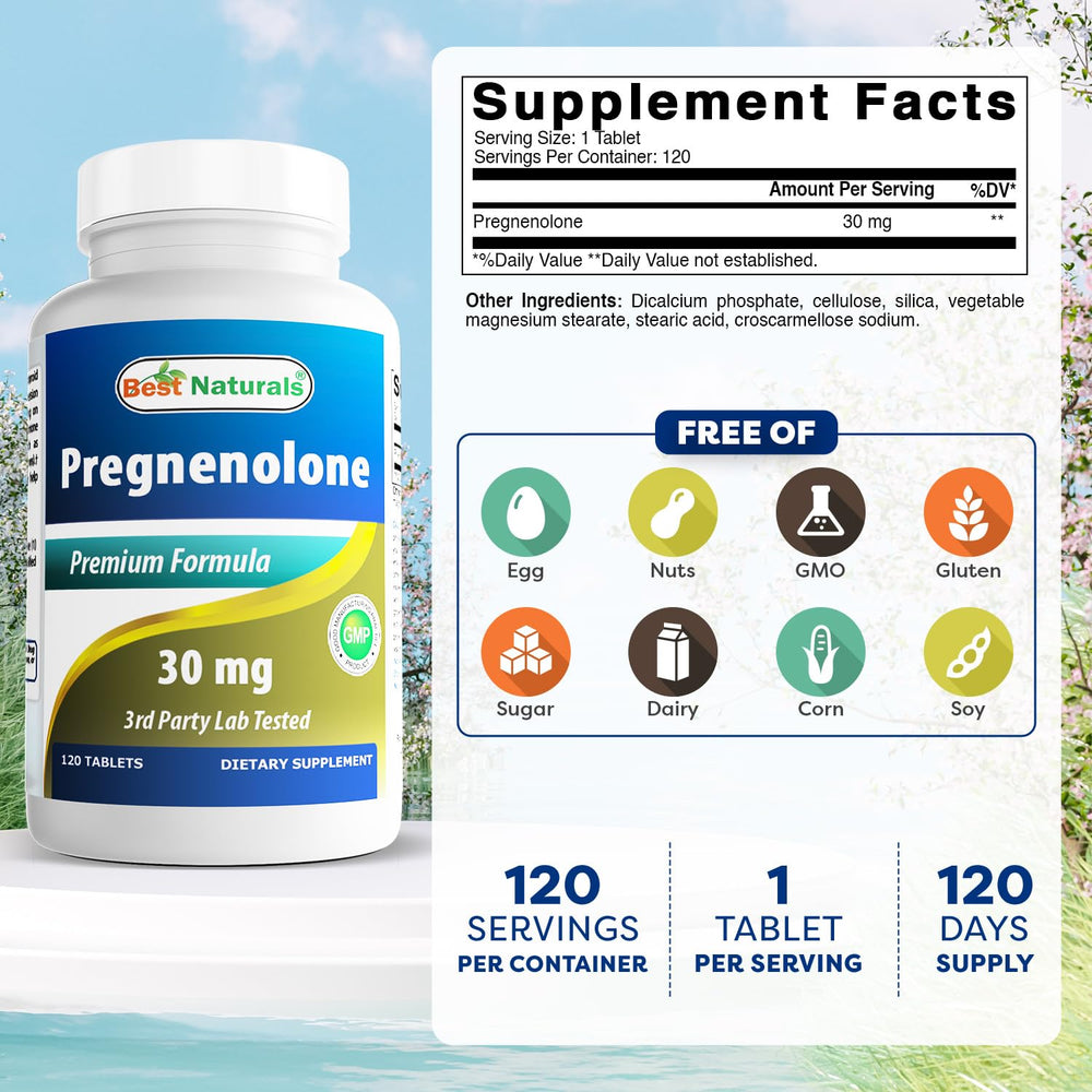 Best Naturals Pregnenolone bottle front showing label and branding