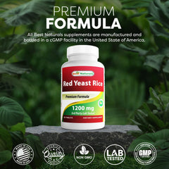 Close-up of Best Naturals Red Yeast Rice capsules inside the bottle