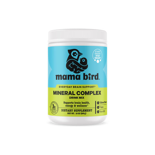 Best Nest Wellness Mama Bird Mineral Complex bottle poured into glass for easy daily use