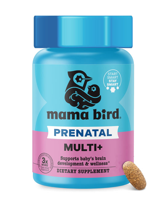 Best Nest Wellness Mama Bird Prenatal Multi+ bottle with caplets ready for daily nourishment