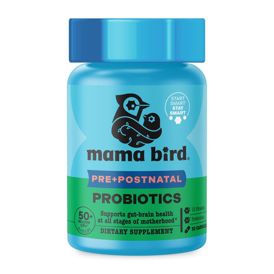Best Nest Wellness Mama Bird Probiotics bottle front, promoting daily gut support