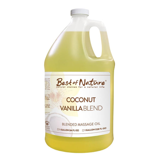 Best of Nature Coconut Vanilla aromatherapy oil bottle for spa-quality massage.