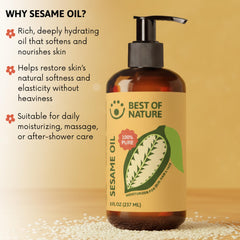 Best of Nature sesame oil body oil application on arms.