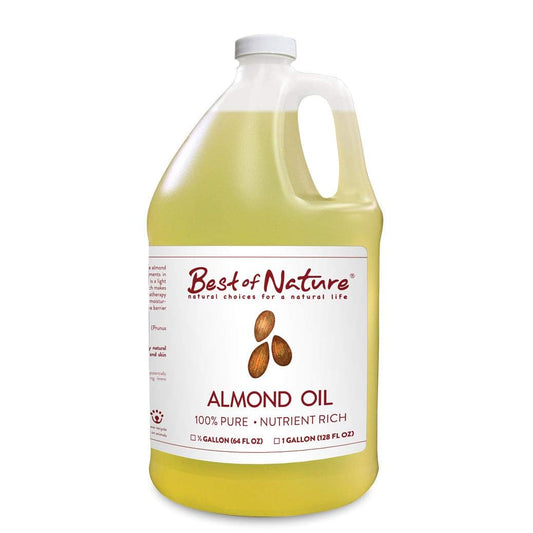 Best of Nature almond oil bottle pour for easy skin hydration.