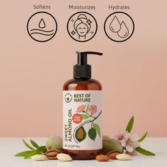 Best of Nature cold-pressed almond oil ingredients close-up.