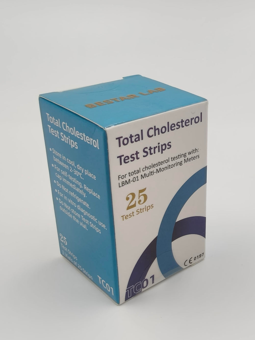 BESTAR LAB 25 cholesterol test strips for simple at-home readings with the 2-in-1 meter
