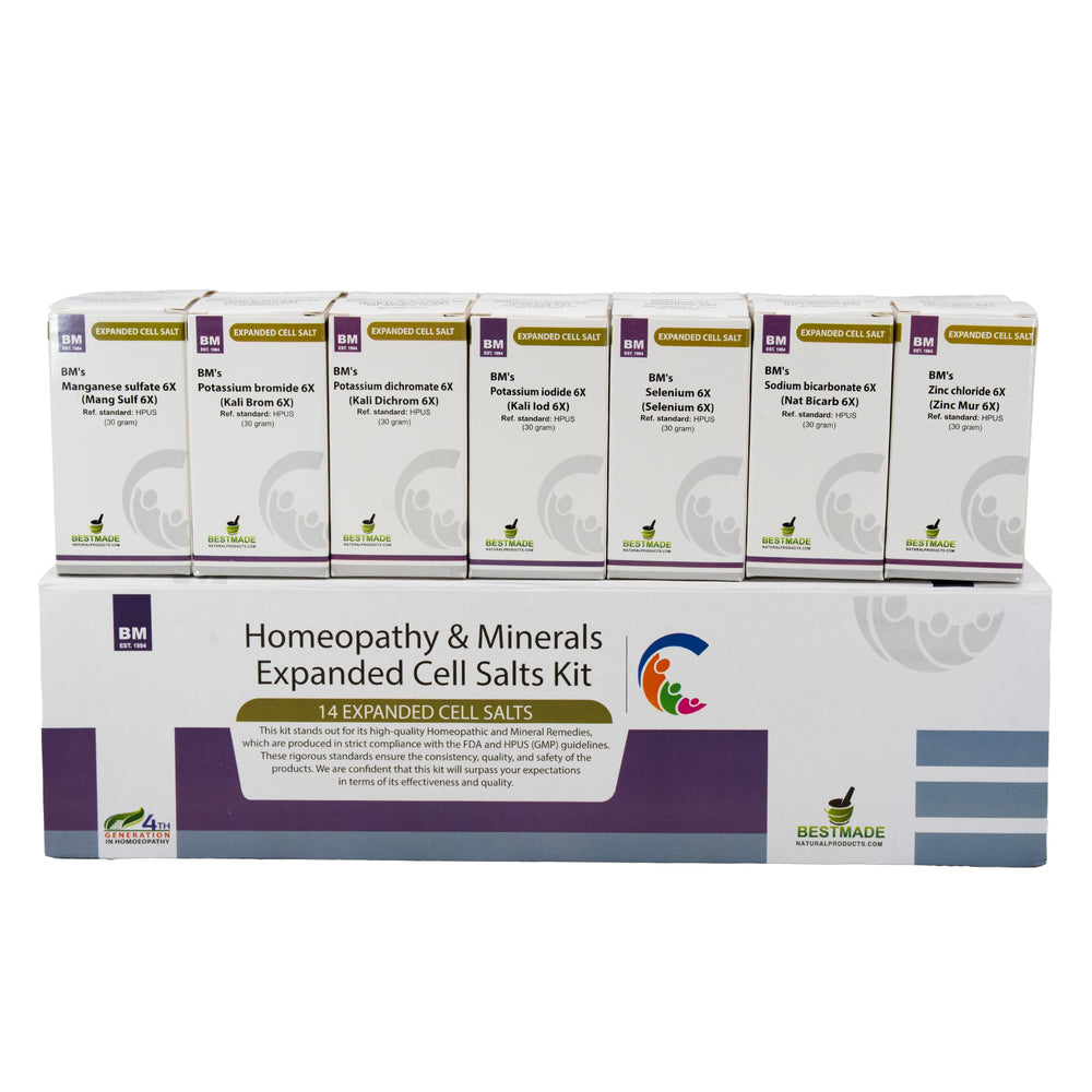 Bestmade Expanded Cell Salts Kit bottles on display show diverse options for daily wellness.