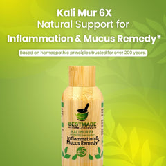 Bestmade Kali Muriaticum 6X pellets close-up highlighting vegan, organic formula.