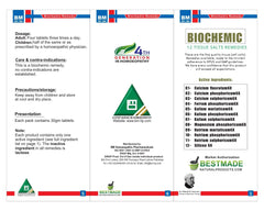 Bestmade natural ingredients Cell Salts emphasizing all natural formulation.