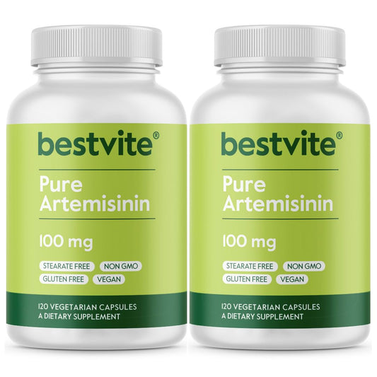 BESTVITE Artemisinin bottle label shows pure vegan capsule for everyday immune support.