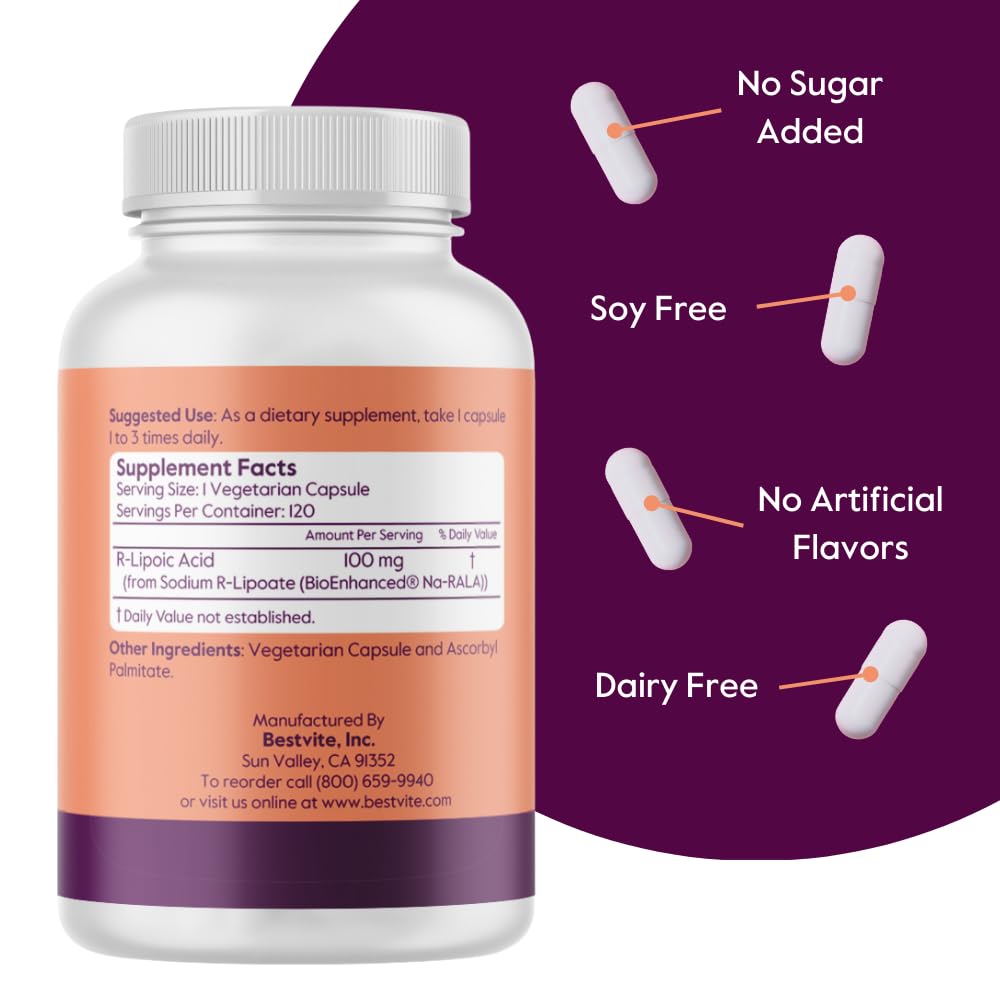 BESTVITE Bioenhanced RLA label emphasizes stabilized form and high bioavailability.