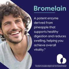 Bromelain provides pineapple-derived enzyme activity for protein digestion.
