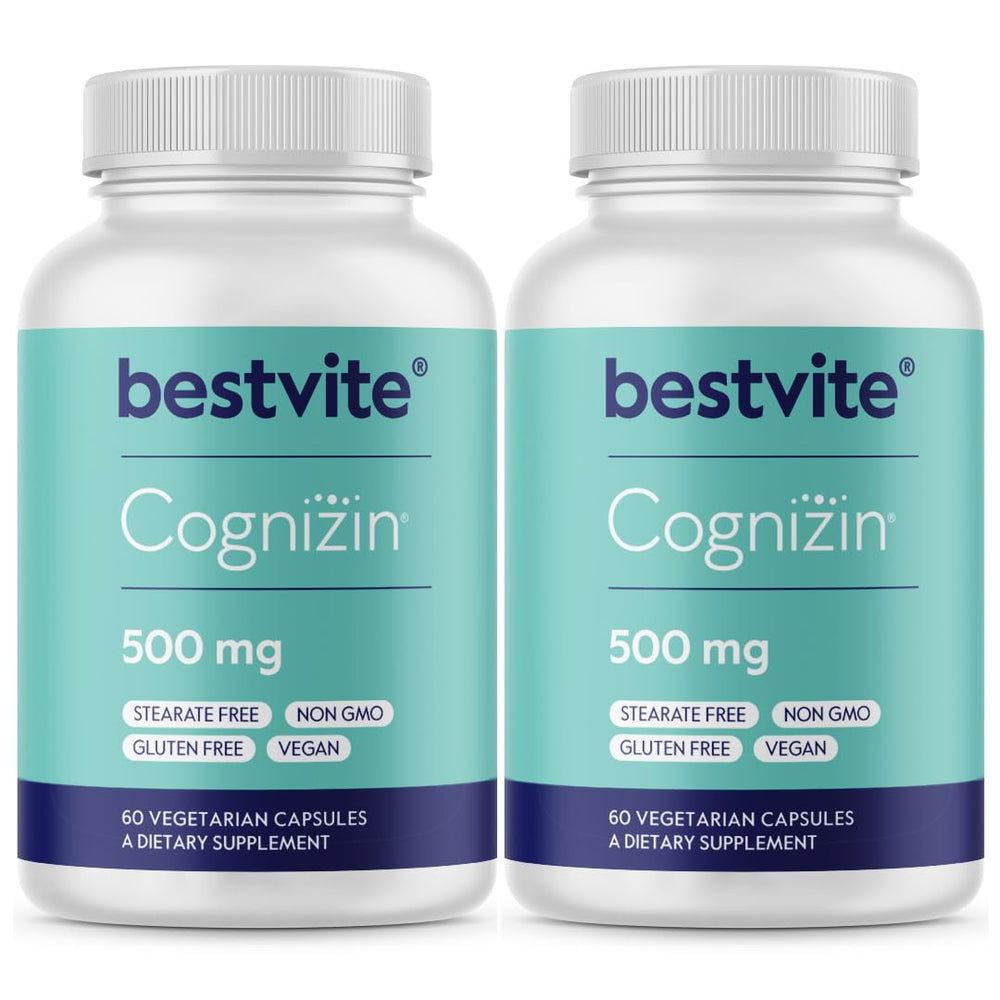 BESTVITE Cognizin 500mg bottle highlighting convenient vegetarian capsules for daily focus.