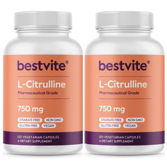 Bestvite L-Citrulline 750mg capsule bottle close-up for daily circulation support.