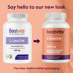 Bestvite leucine gluten-free ingredients listed on the label.