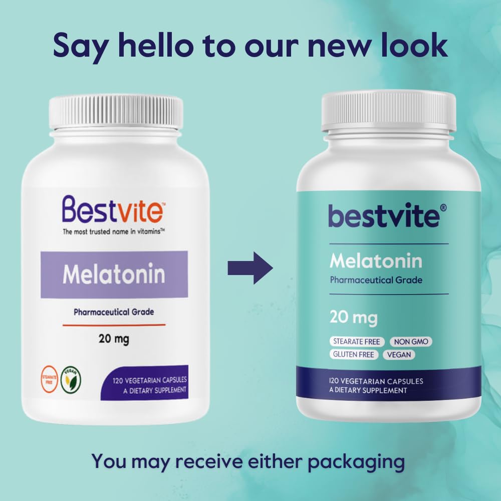BESTVITE Melatonin bottle packaging showing two bottles