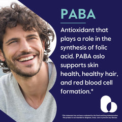 USA-manufactured badge on BESTVITE PABA 500mg packaging indicating quality production.