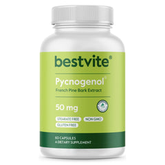 BESTVITE Pycnogenol 50mg capsules for antioxidant support.