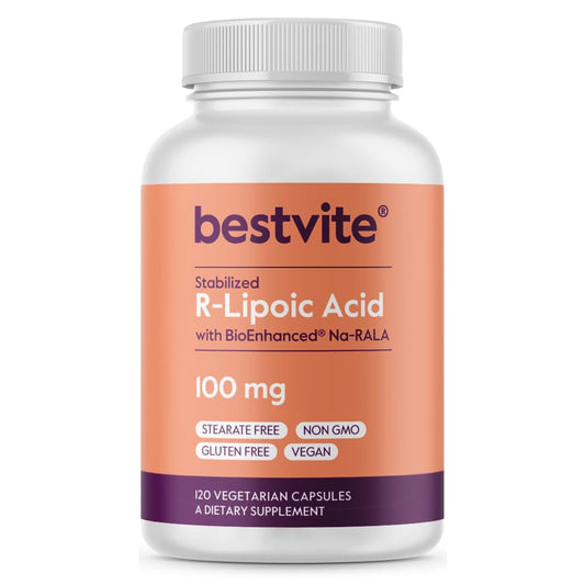 BESTVITE R-Lipoic Acid bottle cover, premium packaging for clean energy support.