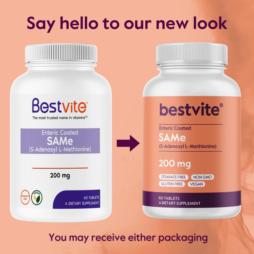 Bestvite SAM-e Italian ingredient label emphasizing purity and vegan formula.