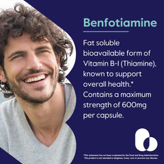 BESTVITE Ultra Benfotiamine bottle front demonstrates vegan gluten free supplement