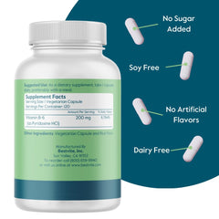 Bestvite Vitamin B-6 label details highlighting no stearates and vegan ingredients