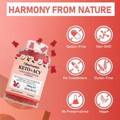 Bestwekk ACV Gummies gluten-free non-GMO certification stamp.