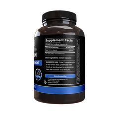 Beta Glucan capsules closeup with label shows pure undiluted formula.