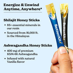 Better Alt Ashwagandha Honey Sticks close-up showing adaptogenic blend.