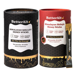 Better Alt Pure Himalayan Shilajit Sticks packaging highlights natural ingredients for clean energy.