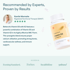Bettervits D3 K2 scene highlights calcium absorption support for stronger bones
