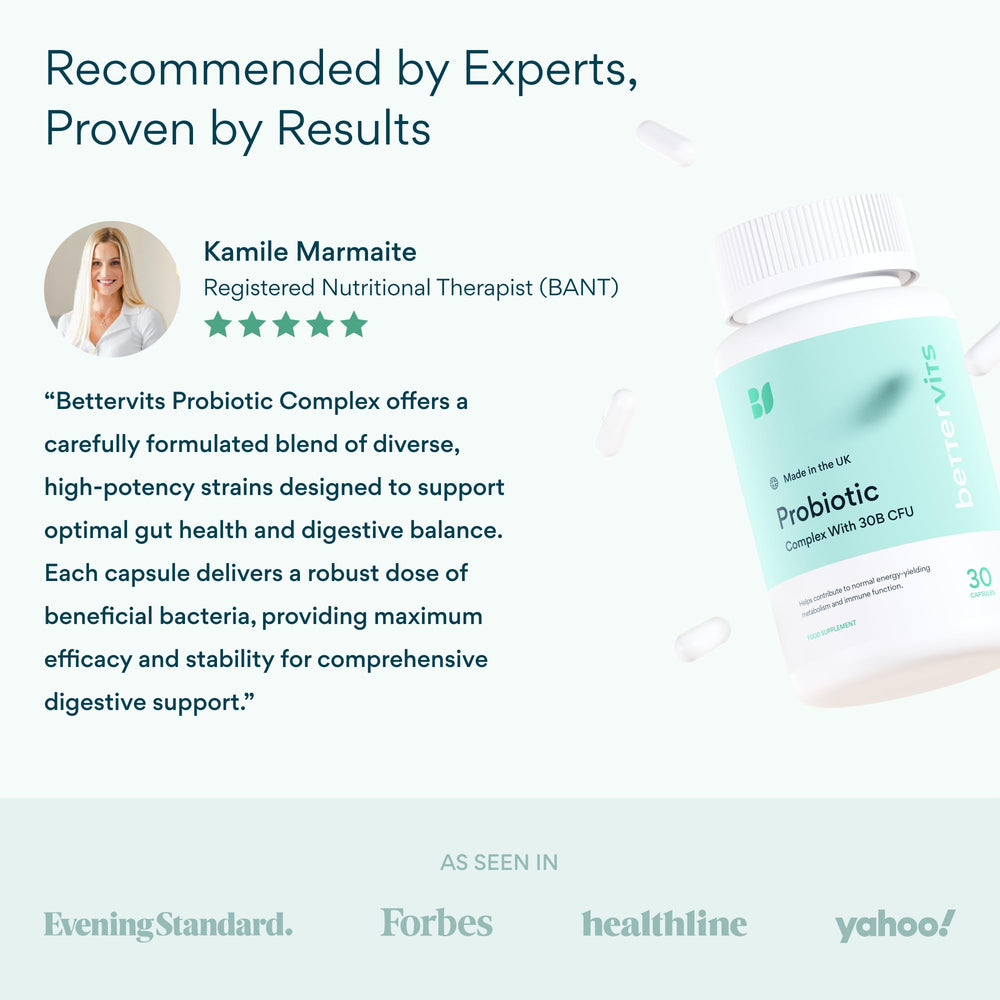 Bettervits Probiotics on a kitchen counter suggesting morning routine for gut wellness.