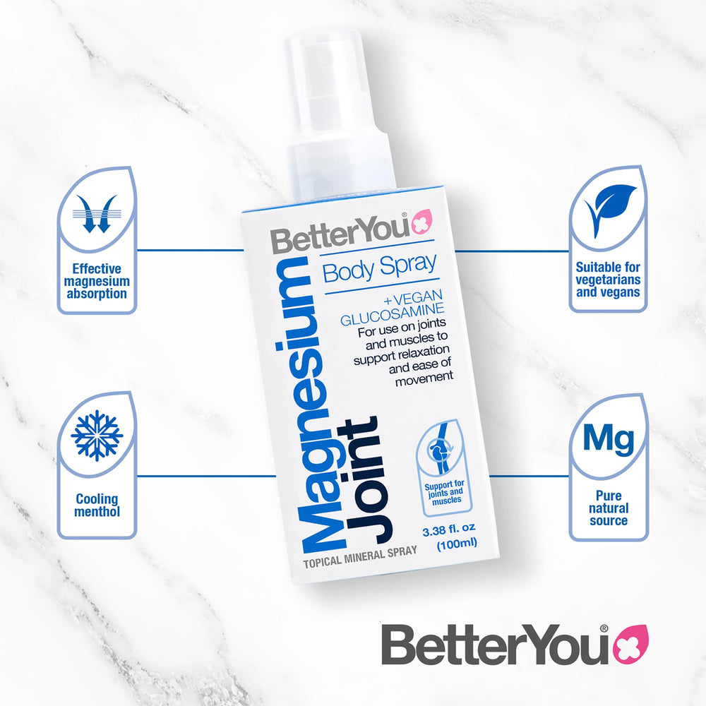 BetterYou Magnesium Joint Body Spray with glucosamine-infused topical support