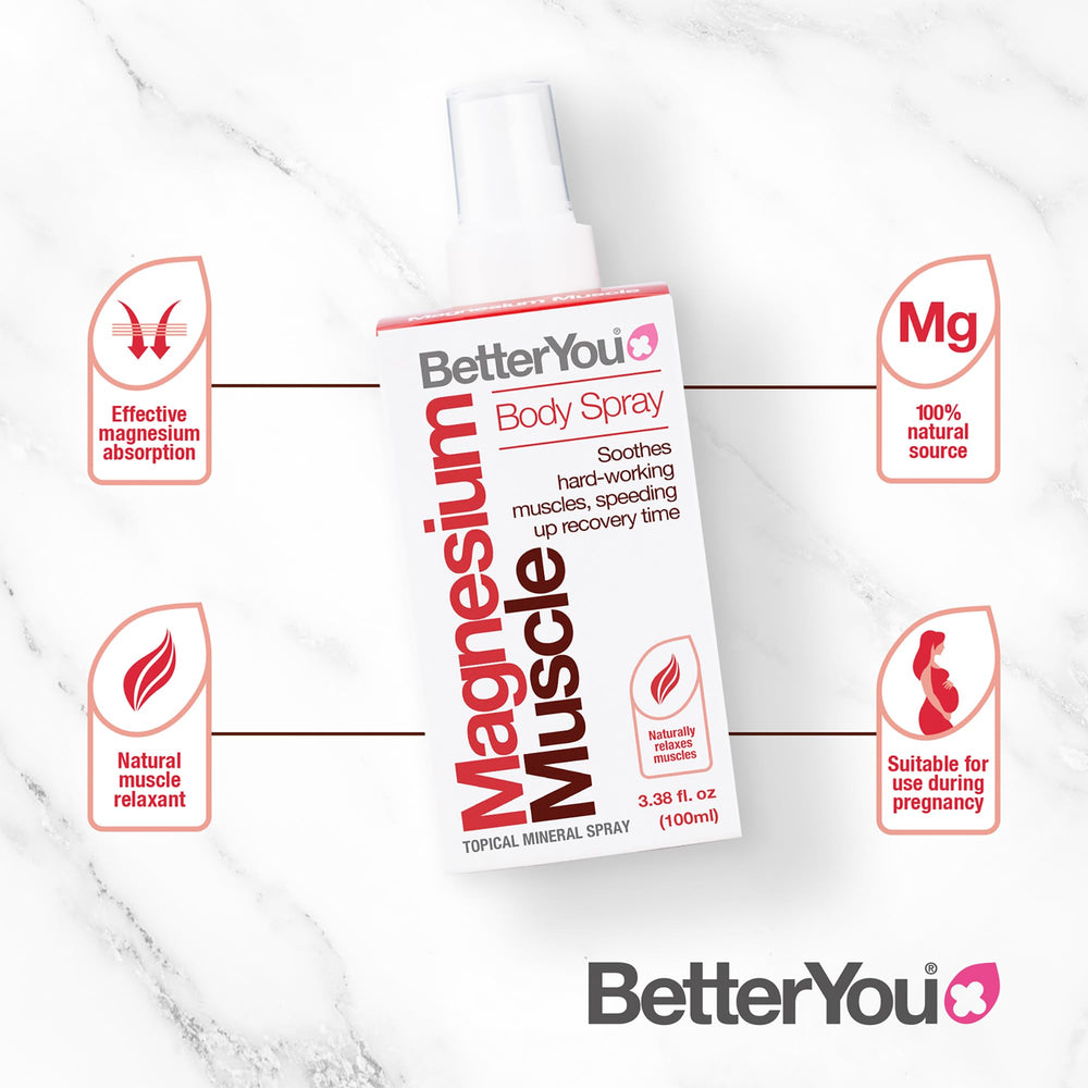 BetterYou Magnesium Joint Body Spray near knee for improved flexibility