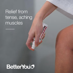 BetterYou Magnesium Muscle Body Spray on back for muscle recovery