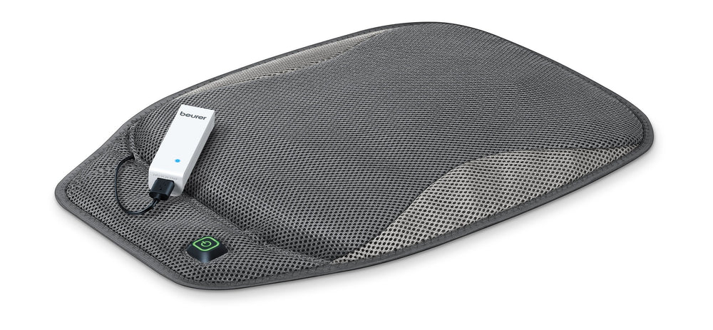 Beurer portable heated seat cushion front view shows compact warmth for indoors or outdoors