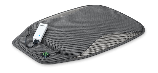 Beurer portable heated seat cushion front view shows compact warmth for indoors or outdoors