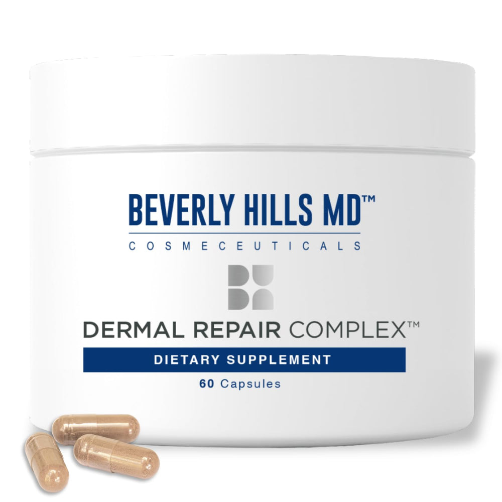 Beverly Hills MD Dermal Repair bottle front, premium anti-aging formula.