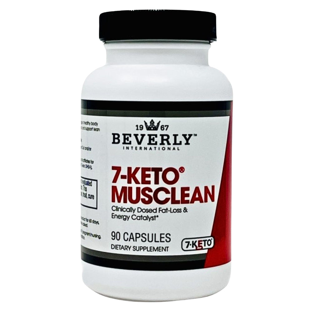 Beverly International 7-Keto Musclean bottle pour supports easy daily dosing for metabolism.