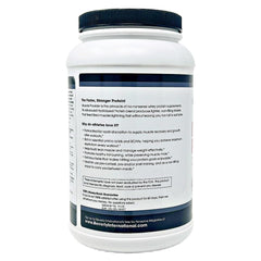 Muscle Provider chocolate scoop showing precise dosing for daily protein.