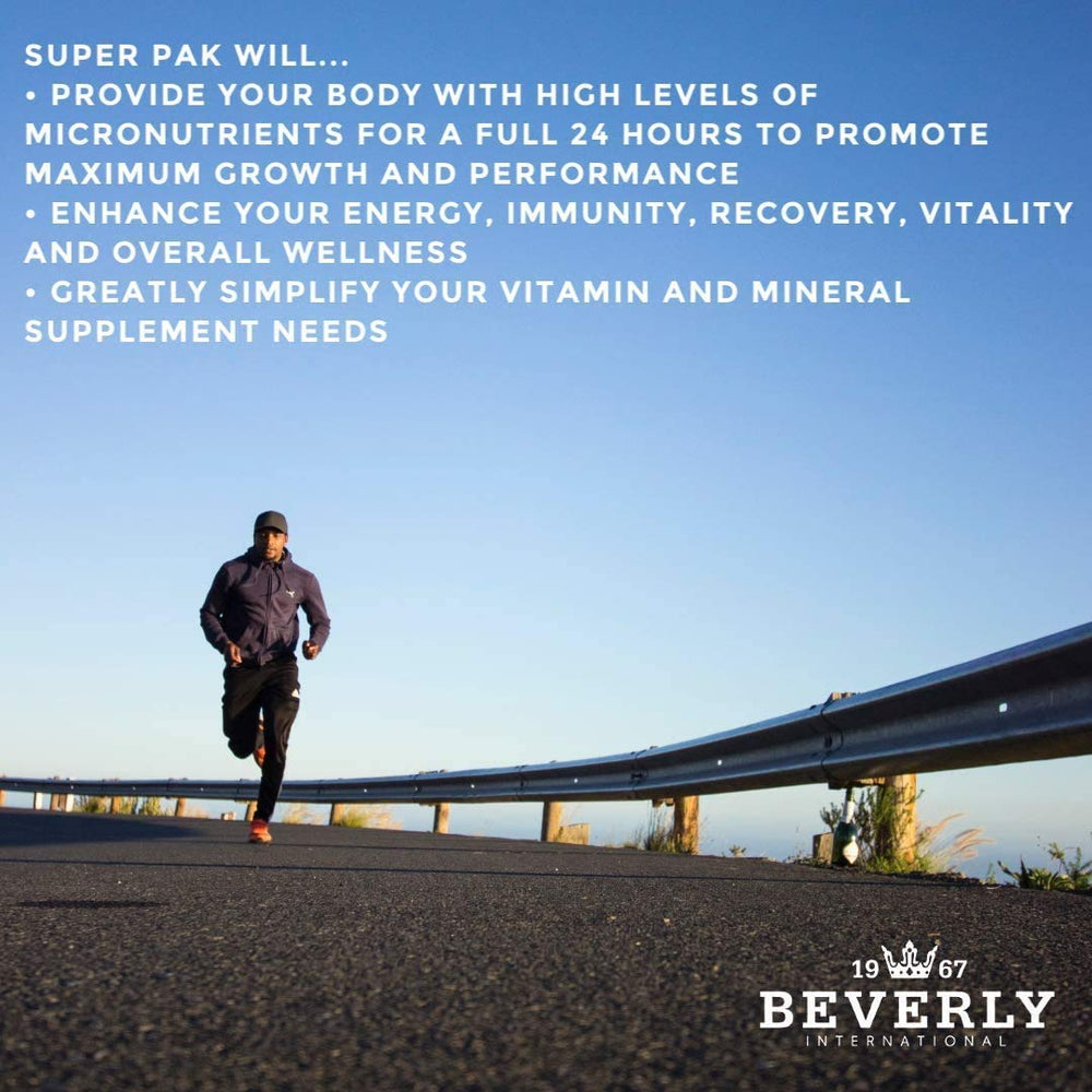 Beverly International Super Pak energy-boost imagery for active lifestyle