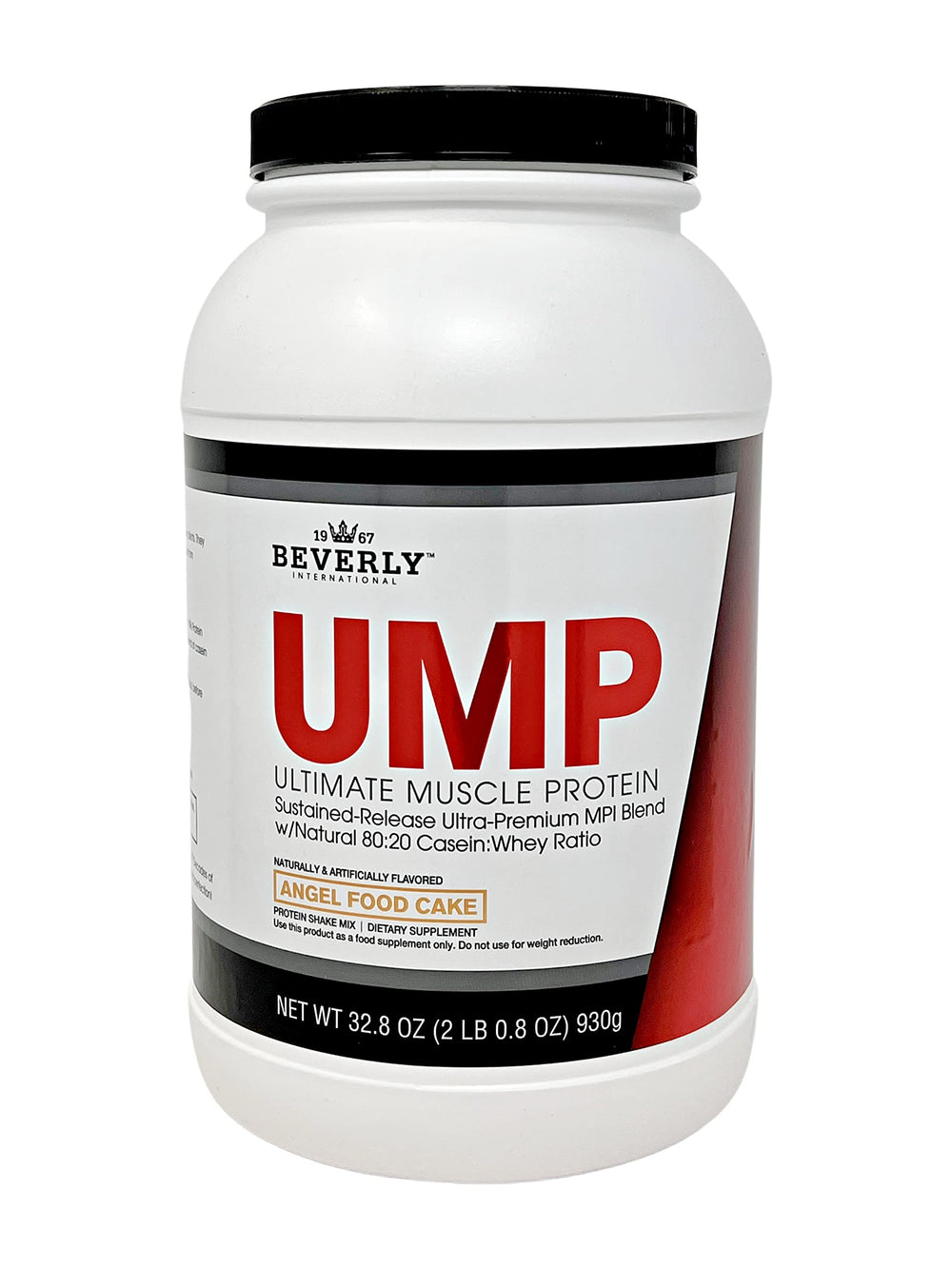 Beverly International UMP Angel Food Cake tub for post-workout shakes.