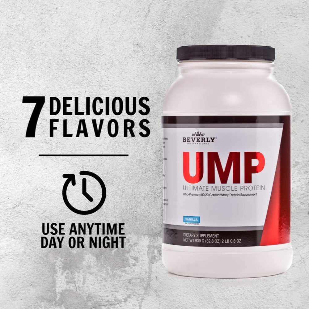 Post-workout scene with UMP Vanilla for sustained protein release.