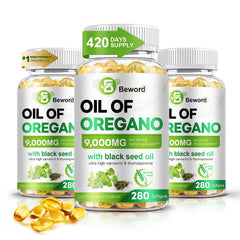 BEWORD oregano oil softgels bottle front showing brand and label for daily immune support