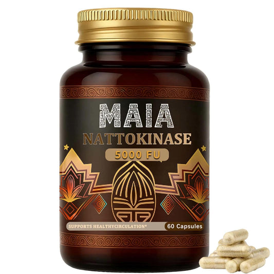 Bexelora Maia nattokinase bottle promotes daily circulation support.